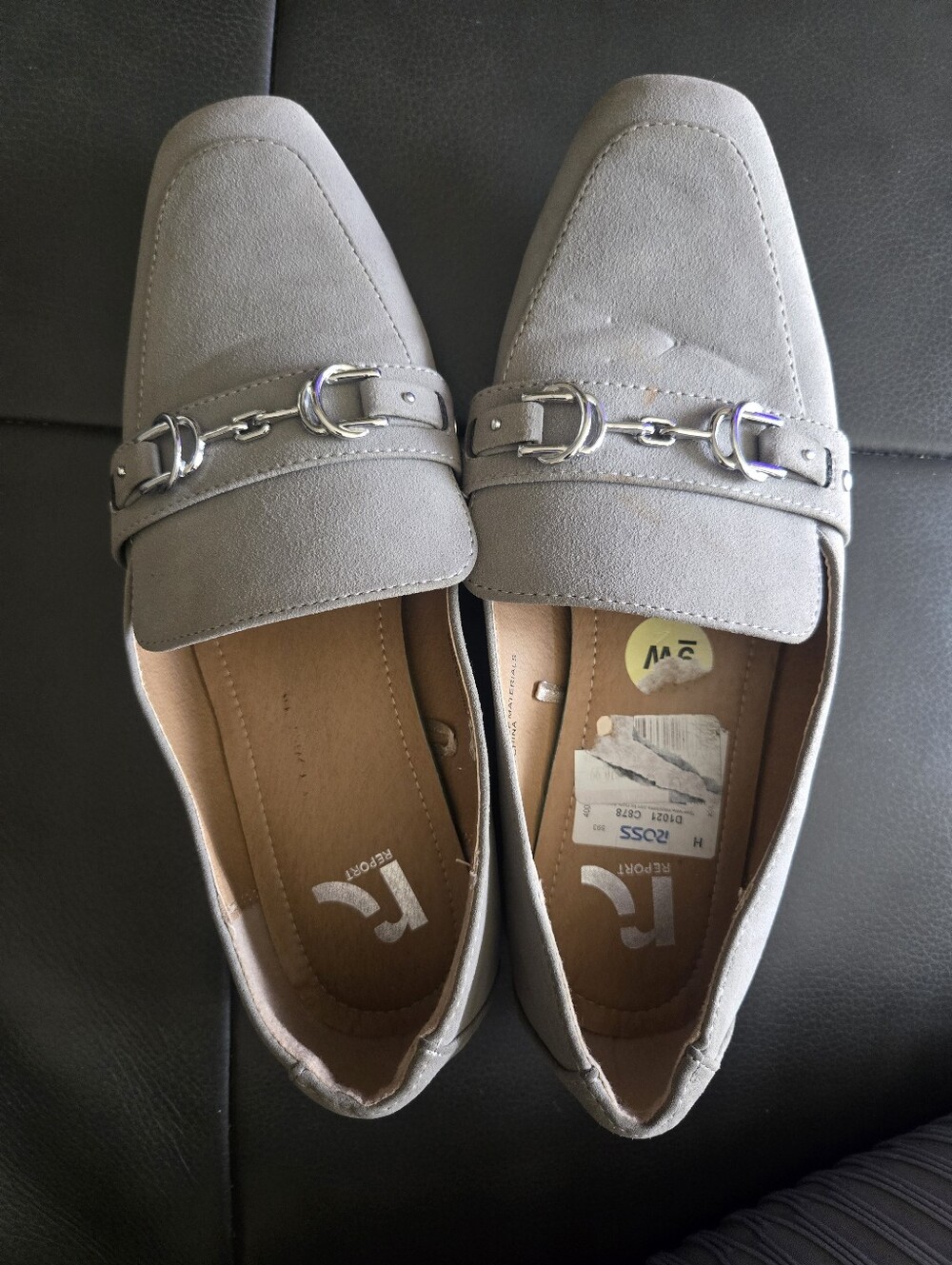 Report Gray Suede-Look Loafers with Silver Horsebit